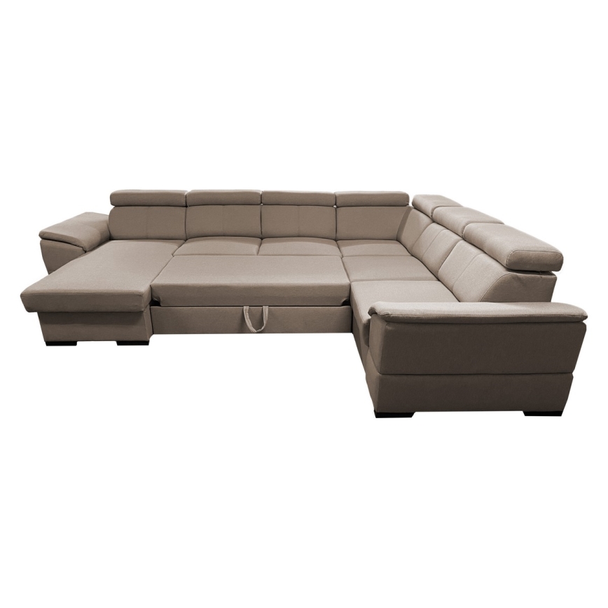 Suite lounge pieghevole a U con angolo universale con contenitore GRANADA beige