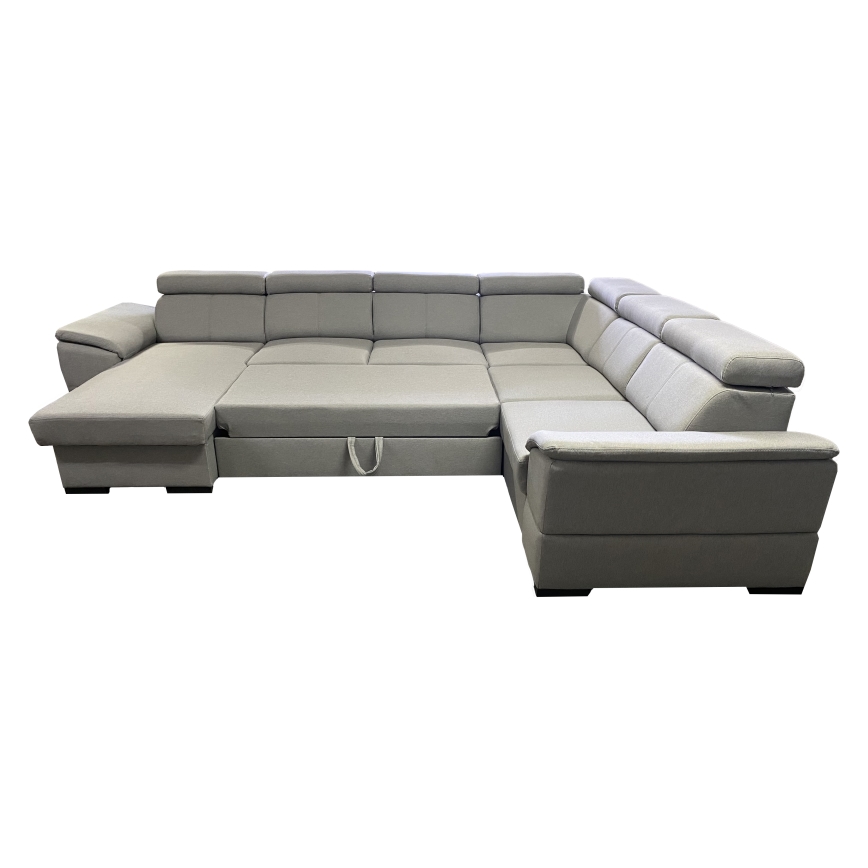 Suite lounge pieghevole a U con angolo universale con contenitore GRANADA grigio chiaro