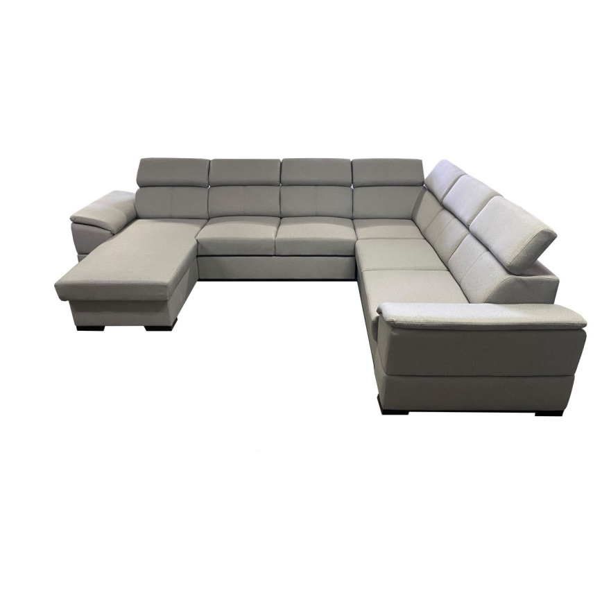 Suite lounge pieghevole a U con angolo universale con contenitore GRANADA grigio chiaro