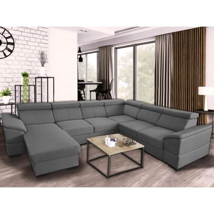 Suite lounge pieghevole a U con angolo universale con contenitore GRANADA grigio scuro