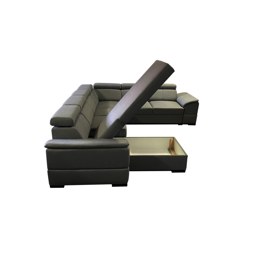 Suite lounge pieghevole a U con angolo universale con contenitore GRANADA grigio scuro