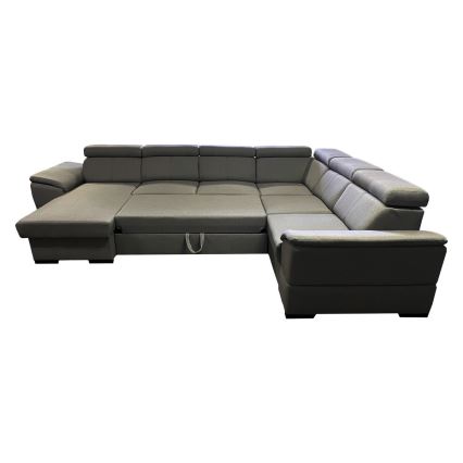 Suite lounge pieghevole a U con angolo universale con contenitore GRANADA grigio scuro