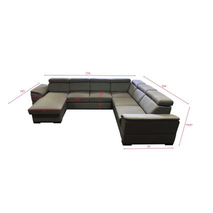 Suite lounge pieghevole a U con angolo universale con contenitore GRANADA grigio scuro