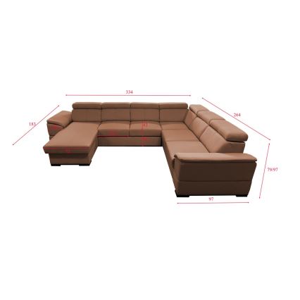 Suite lounge pieghevole a U con angolo universale con contenitore GRANADA marrone