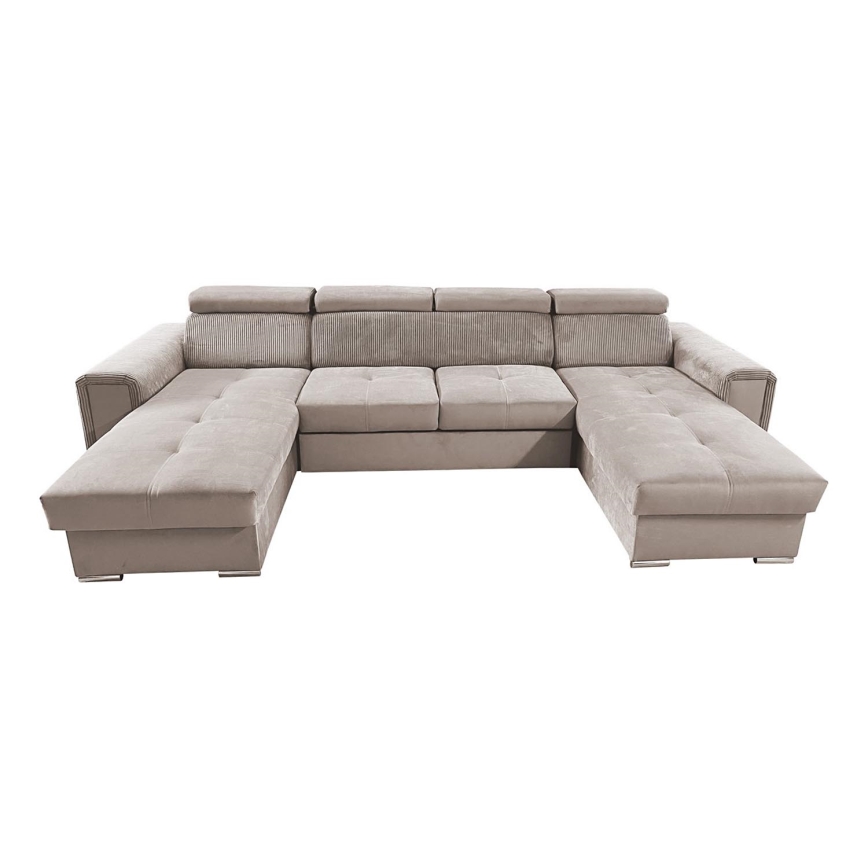 Suite lounge pieghevole a U con angolo universale con contenitore SALVADA beige