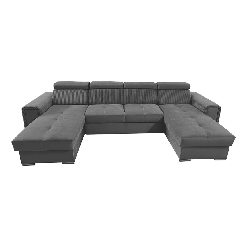 Suite lounge pieghevole a U con angolo universale con contenitore SALVADA grigio scuro