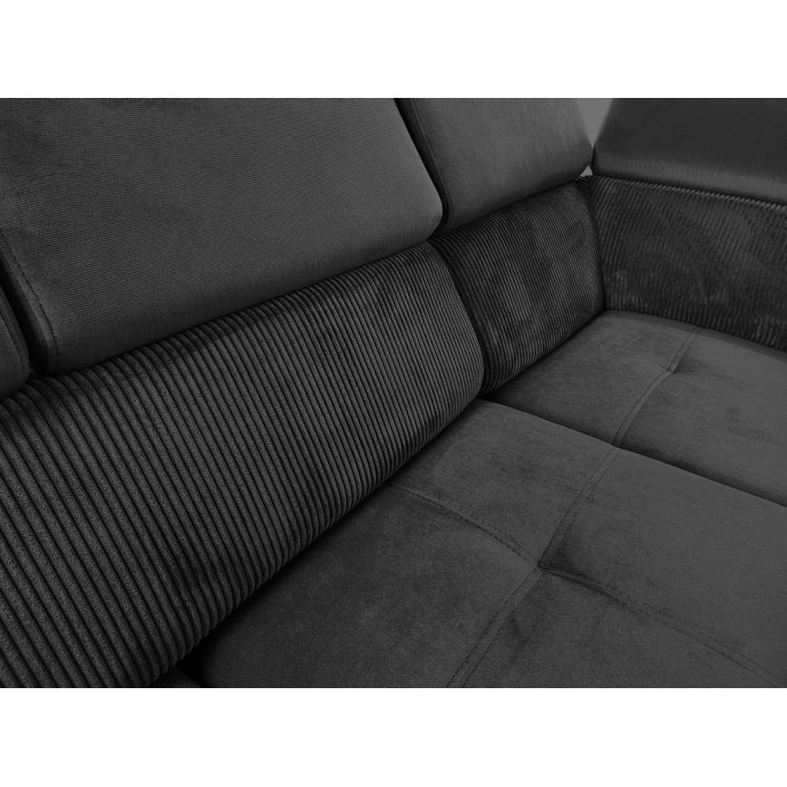 Suite lounge pieghevole a U con angolo universale con contenitore SALVADA grigio scuro