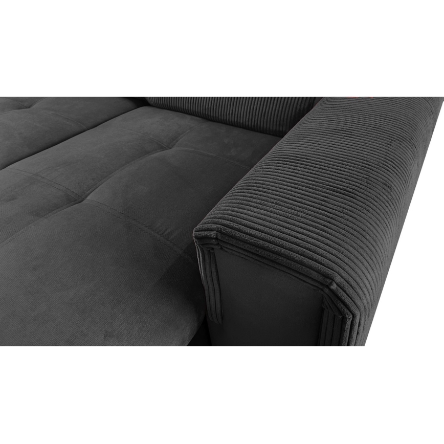 Suite lounge pieghevole a U con angolo universale con contenitore SALVADA grigio scuro