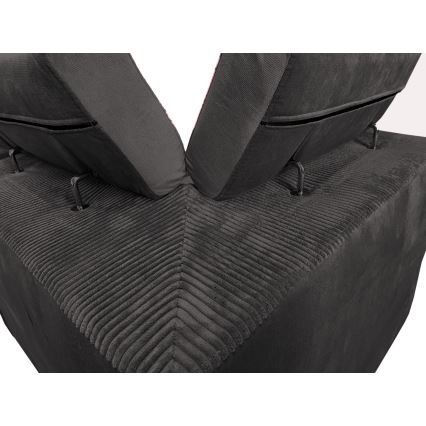 Suite lounge pieghevole a U con angolo universale con contenitore SALVADA grigio scuro