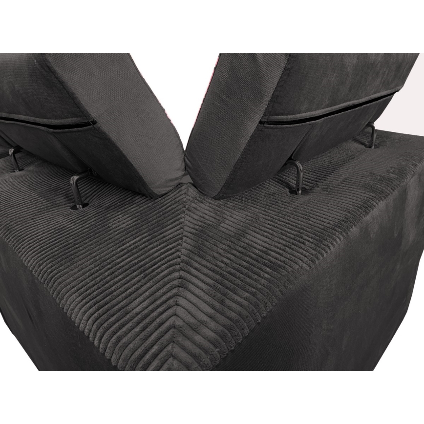 Suite lounge pieghevole a U con angolo universale con contenitore SALVADA grigio scuro