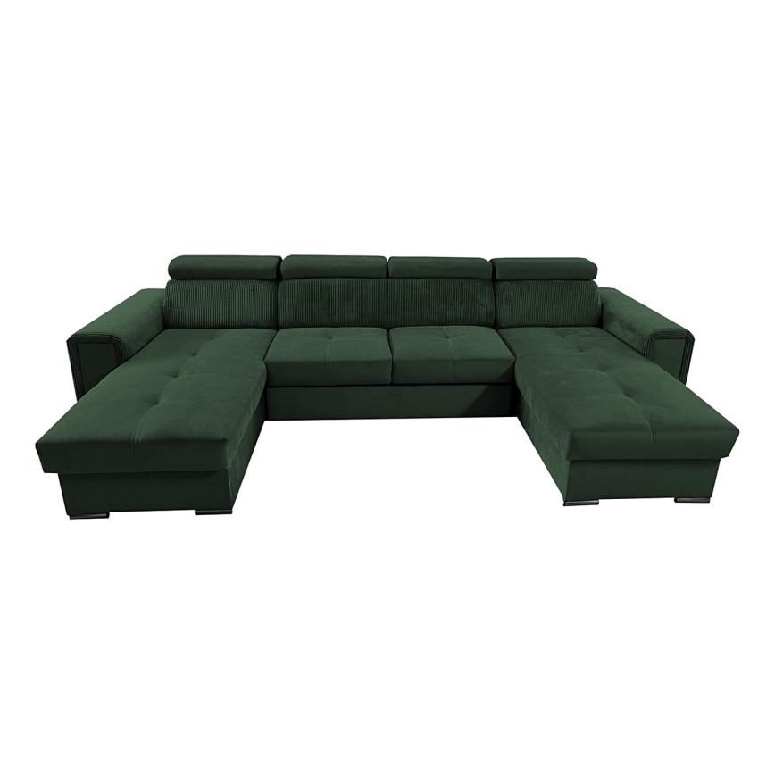 Suite lounge pieghevole a U con angolo universale con contenitore SALVADA verde