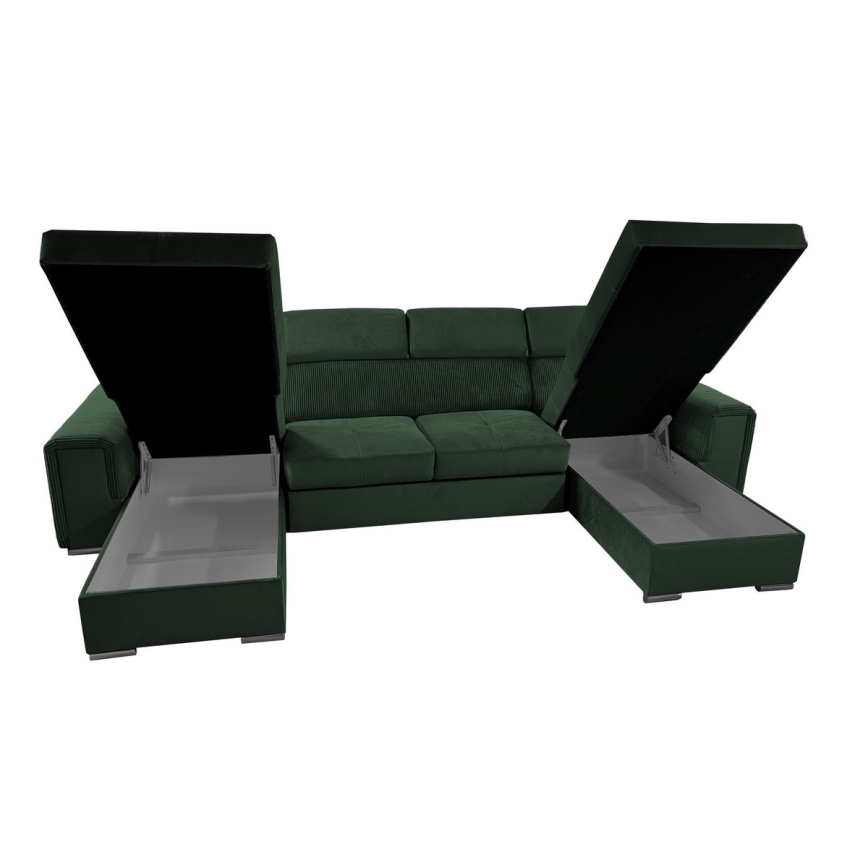 Suite lounge pieghevole a U con angolo universale con contenitore SALVADA verde