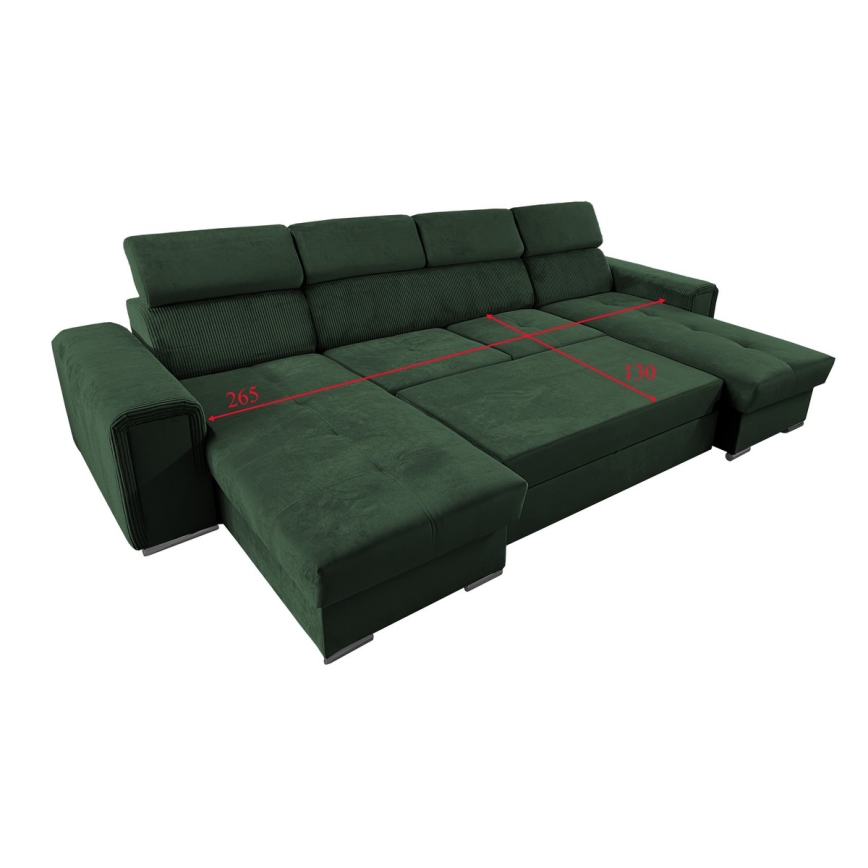 Suite lounge pieghevole a U con angolo universale con contenitore SALVADA verde