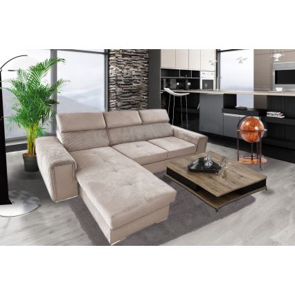 Suite lounge pieghevole ad angolo universale a forma di L con contenitore SALVADA beige