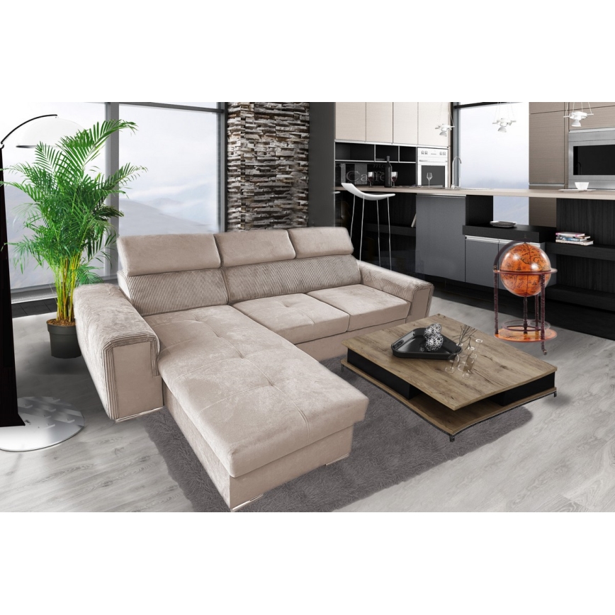Suite lounge pieghevole ad angolo universale a forma di L con contenitore SALVADA beige