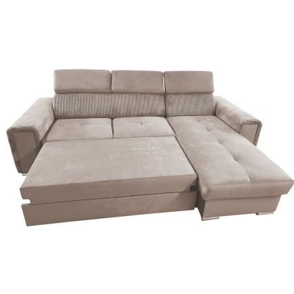 Suite lounge pieghevole ad angolo universale a forma di L con contenitore SALVADA beige