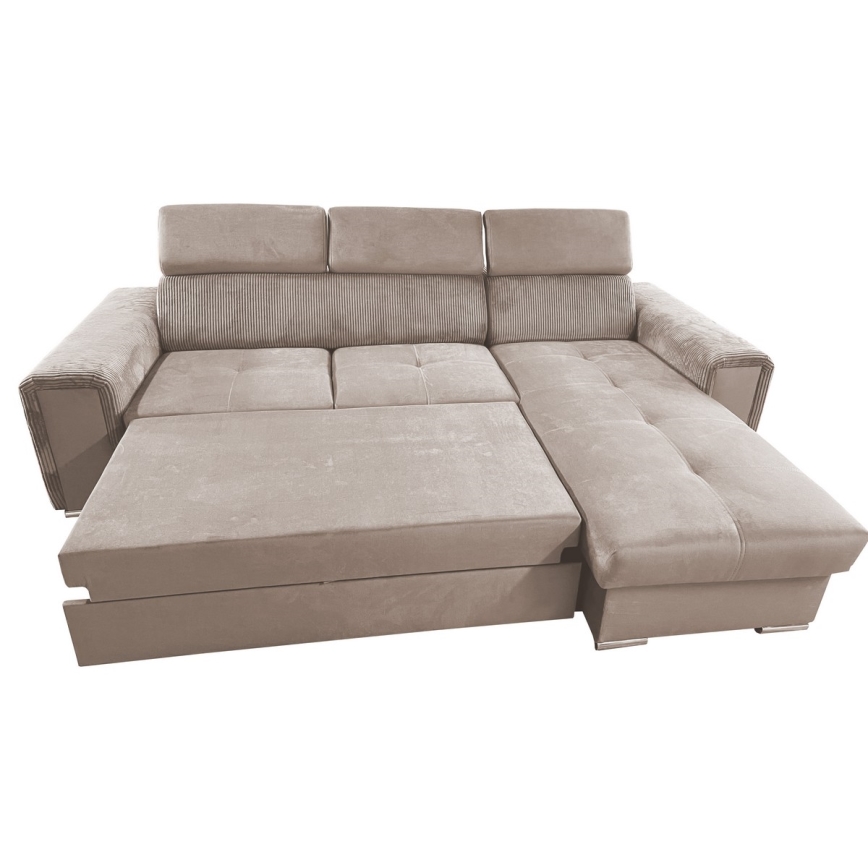 Suite lounge pieghevole ad angolo universale a forma di L con contenitore SALVADA beige