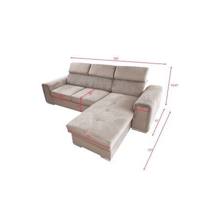 Suite lounge pieghevole ad angolo universale a forma di L con contenitore SALVADA beige