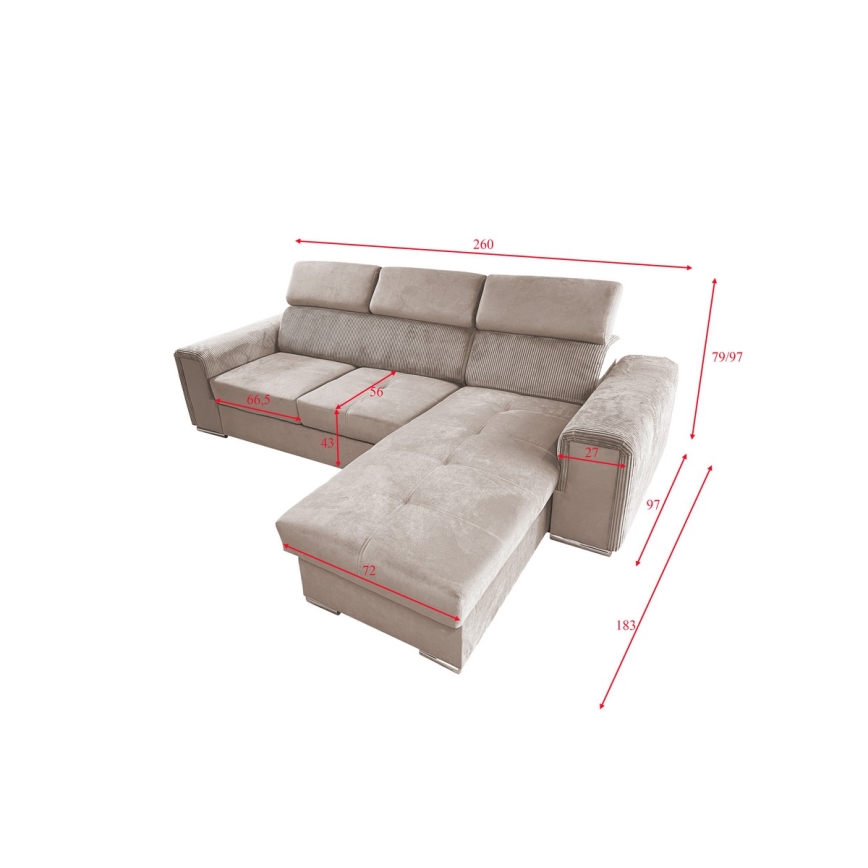 Suite lounge pieghevole ad angolo universale a forma di L con contenitore SALVADA beige