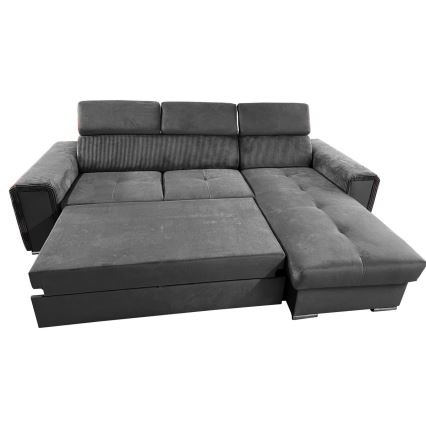Suite lounge pieghevole ad angolo universale a forma di L con contenitore SALVADA grigio scuro