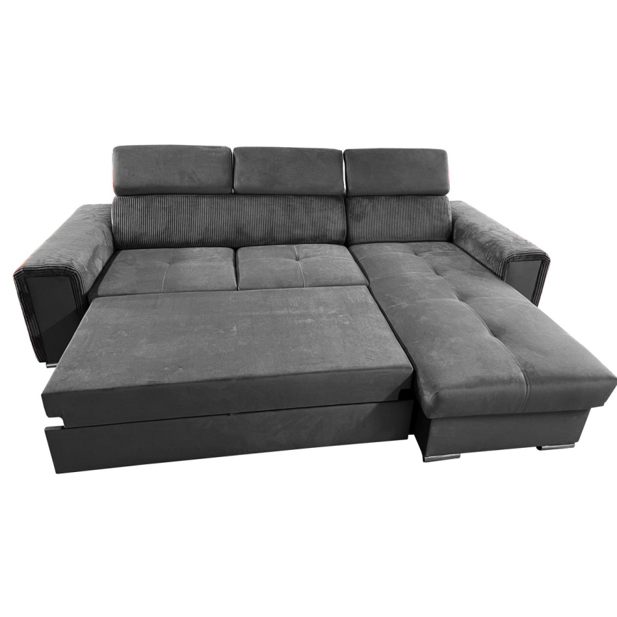 Suite lounge pieghevole ad angolo universale a forma di L con contenitore SALVADA grigio scuro