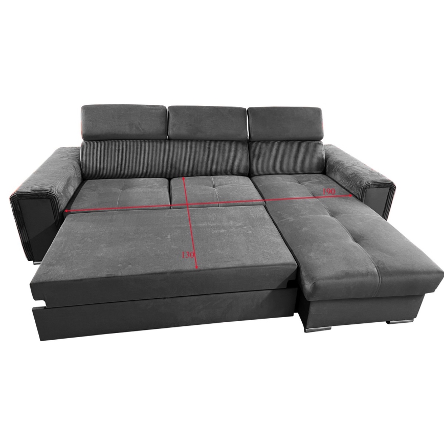 Suite lounge pieghevole ad angolo universale a forma di L con contenitore SALVADA grigio scuro