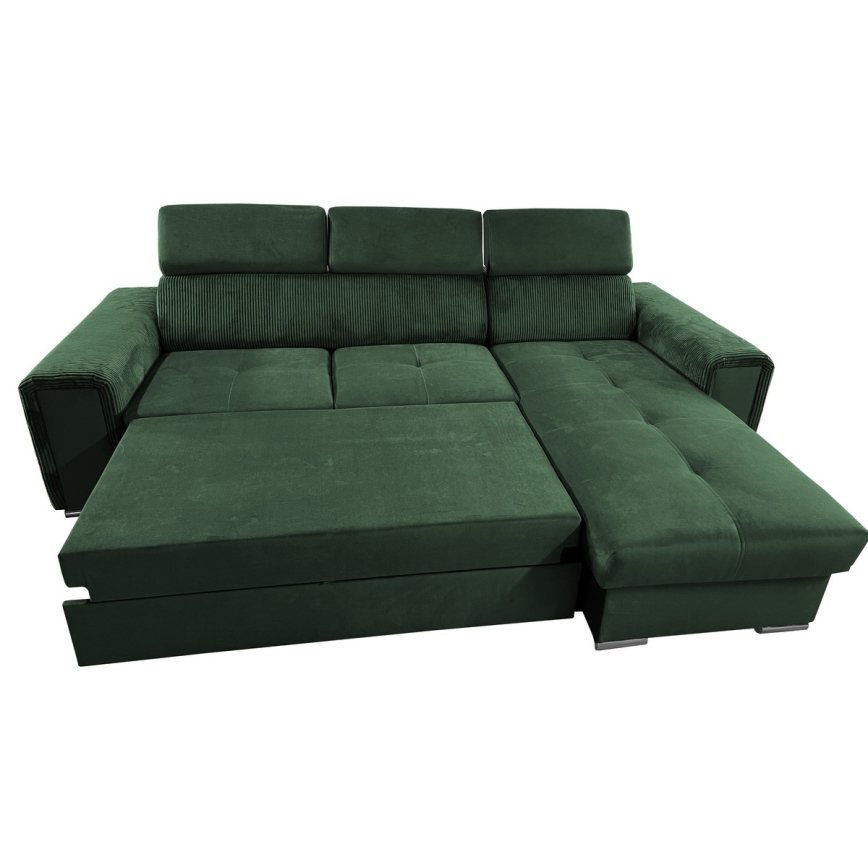 Suite lounge pieghevole ad angolo universale a forma di L con contenitore SALVADA verde