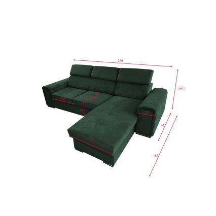 Suite lounge pieghevole ad angolo universale a forma di L con contenitore SALVADA verde
