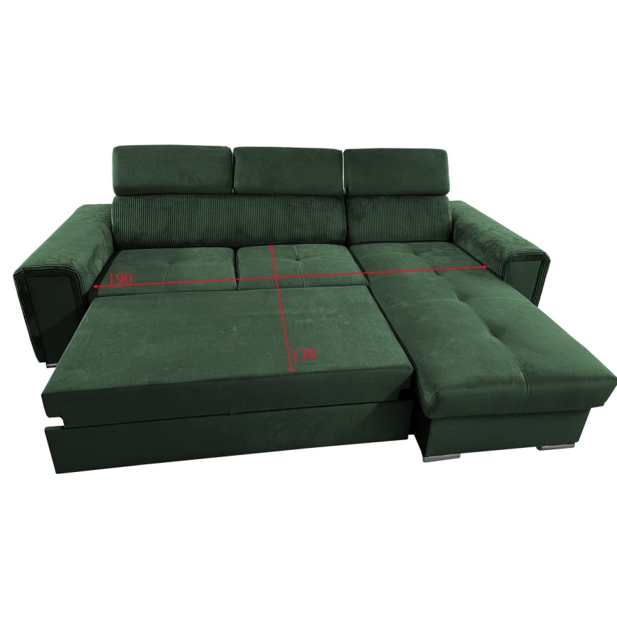 Suite lounge pieghevole ad angolo universale a forma di L con contenitore SALVADA verde