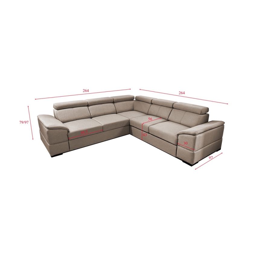 Suite lounge universale pieghevole ad angolo con contenitore GRANADA beige