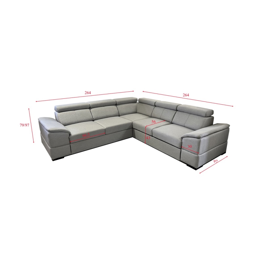Suite lounge universale pieghevole ad angolo con contenitore GRANADA grigio