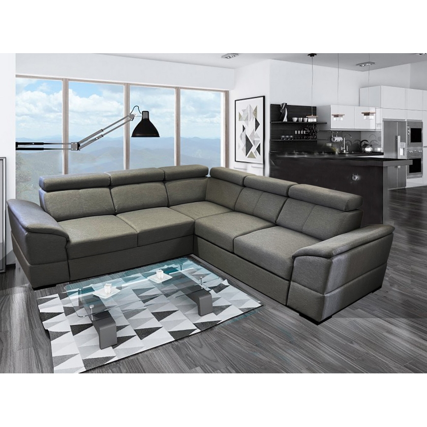 Suite lounge universale pieghevole ad angolo con contenitore GRANADA grigio scuro