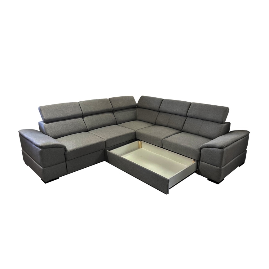 Suite lounge universale pieghevole ad angolo con contenitore GRANADA grigio scuro