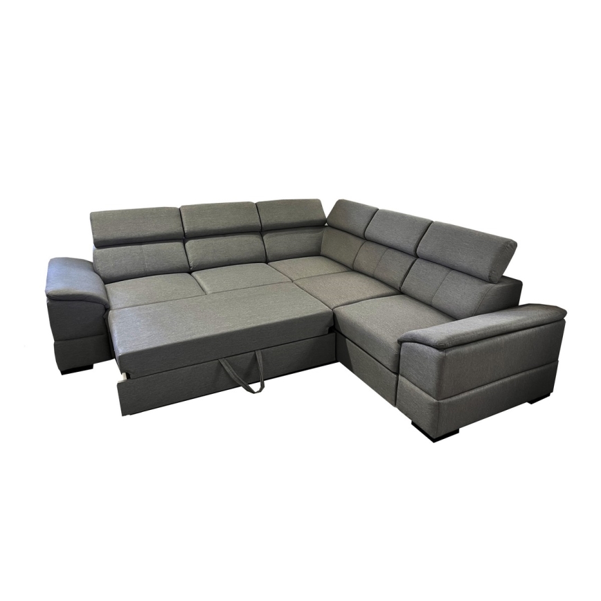 Suite lounge universale pieghevole ad angolo con contenitore GRANADA grigio scuro