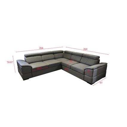 Suite lounge universale pieghevole ad angolo con contenitore GRANADA grigio scuro
