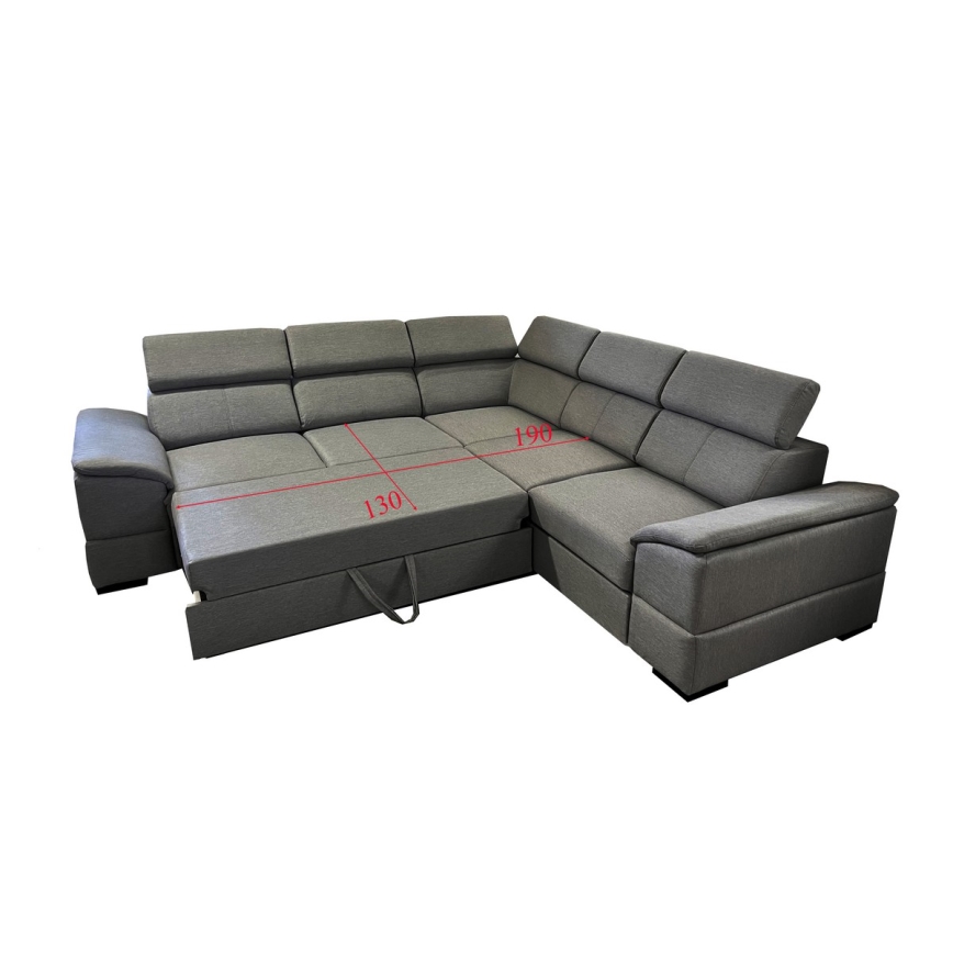 Suite lounge universale pieghevole ad angolo con contenitore GRANADA grigio scuro