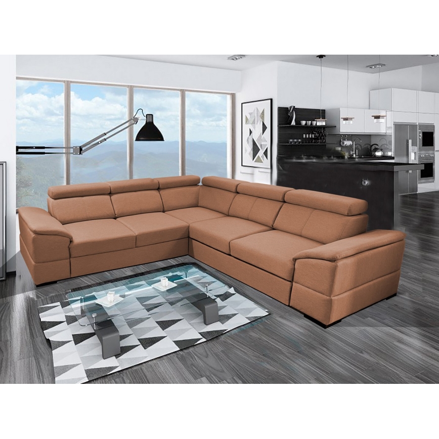 Suite lounge universale pieghevole ad angolo con contenitore GRANADA marrone