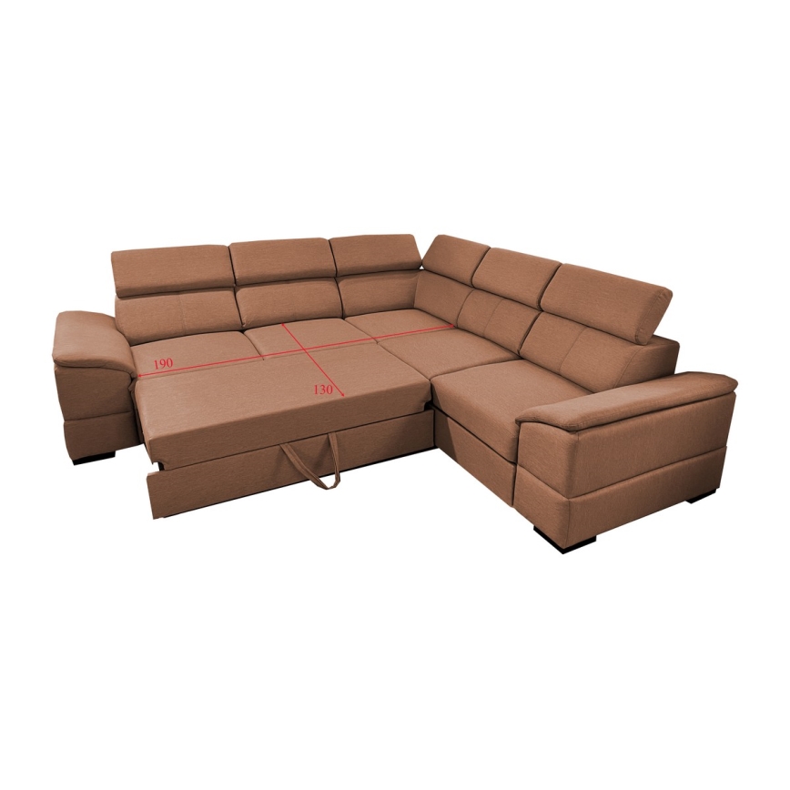 Suite lounge universale pieghevole ad angolo con contenitore GRANADA marrone