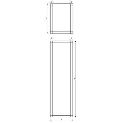 Supporto in metallo per legno 100x30 cm nero