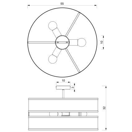 Surface-mounted lampadario GLUM 3xE27/60W/230V nero