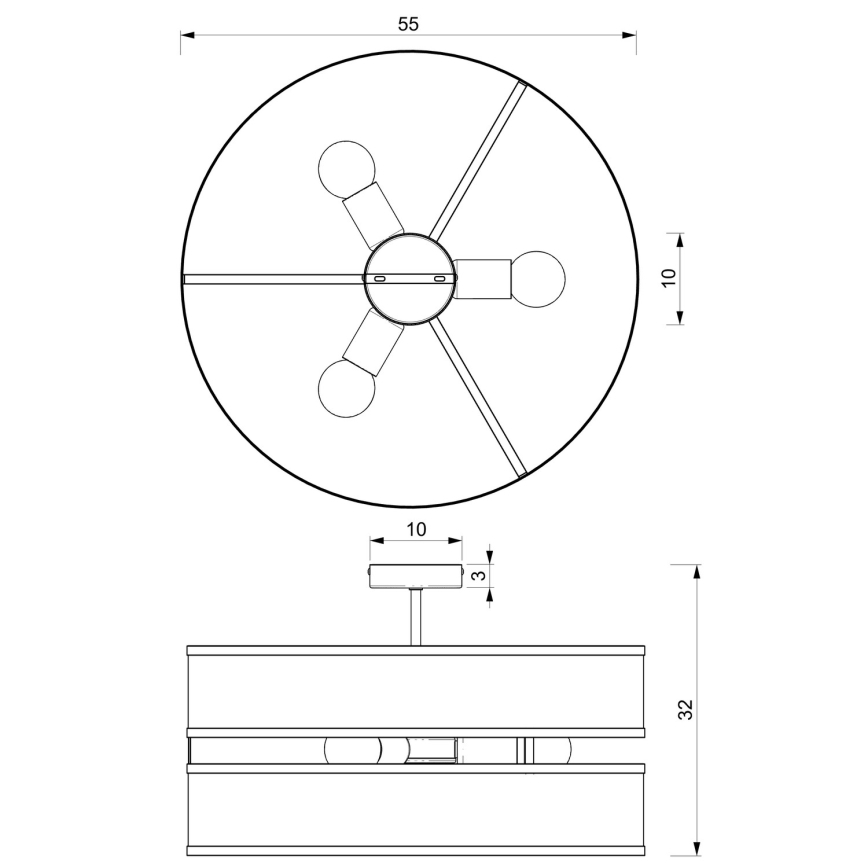 Surface-mounted lampadario GLUM 3xE27/60W/230V nero