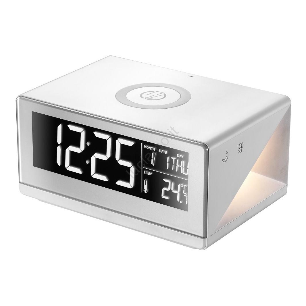 Immax 08957L Sveglia con retroilluminazione notturna e ricarica wireless QI ALZATI LED 12W 5V Lu
