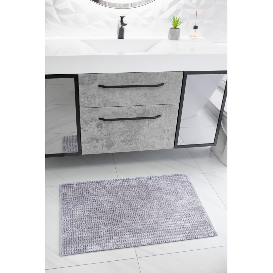 Tappetino da bagno antiscivolo CHENILLE 50x80 cm grigio