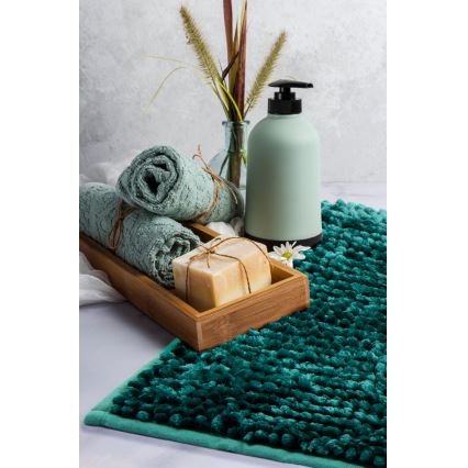 Tappetino da bagno antiscivolo CHENILLE 50x80 cm turchese