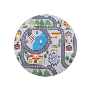 Tappeto antiscivolo per bambini ARES STREETS 160 cm grigio/città