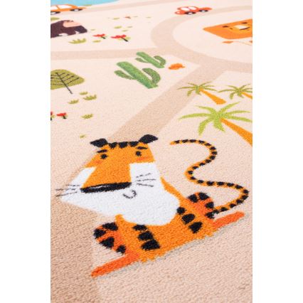 Tappeto antiscivolo per bambini ARES STREETS 80x150 cm beige/safari