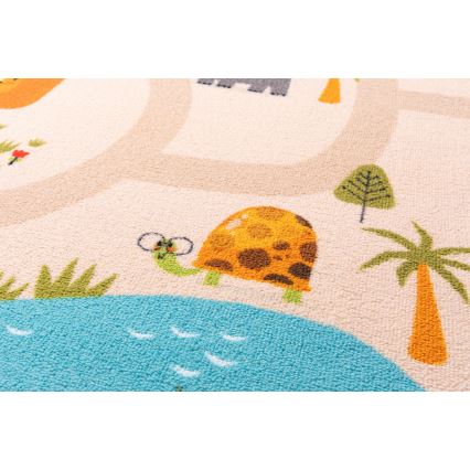 Tappeto antiscivolo per bambini ARES STREETS 80x150 cm beige/safari
