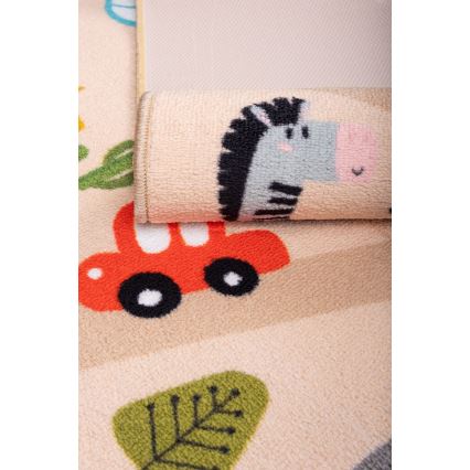 Tappeto antiscivolo per bambini ARES STREETS 80x150 cm beige/safari
