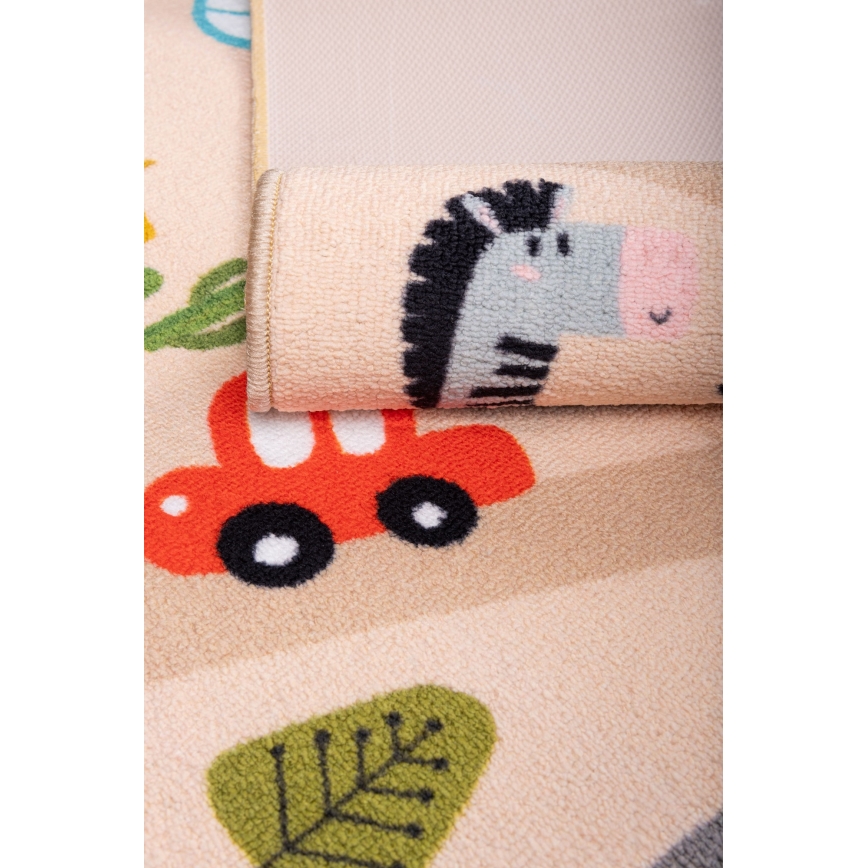 Tappeto antiscivolo per bambini ARES STREETS 80x150 cm beige/safari