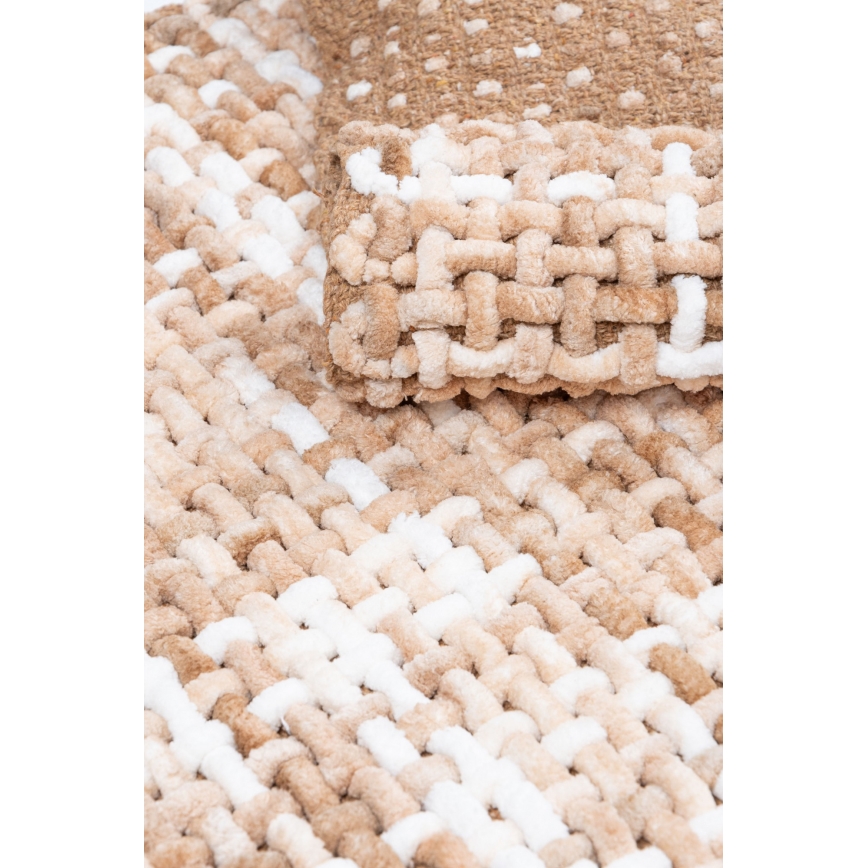 Tappeto da bagno BELWEDER 60x100 cm beige/bianco